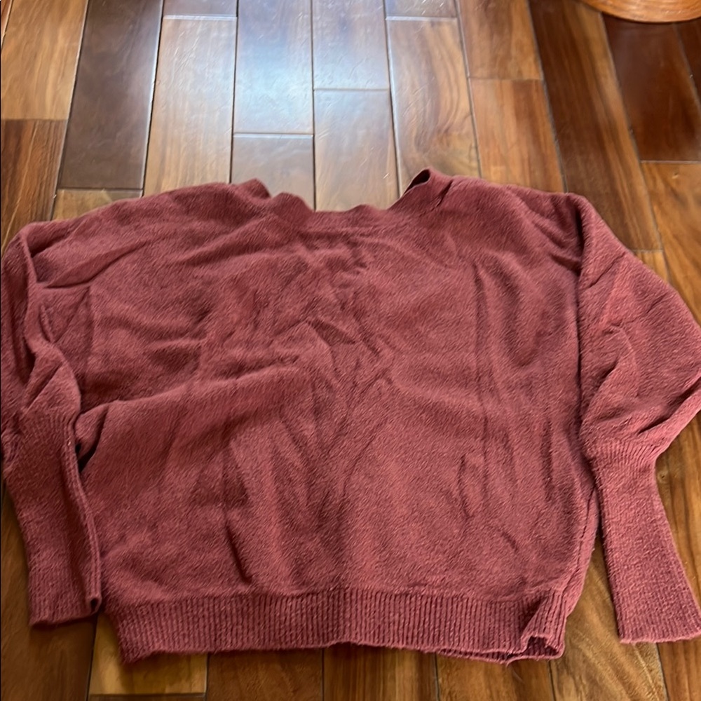 Terracotta colored Sweater with Ribbed Trim